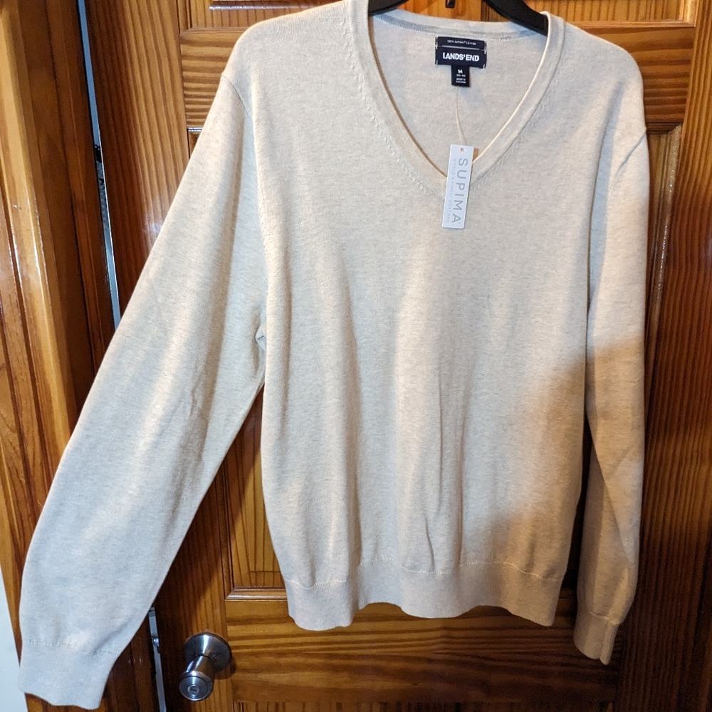 🆕 Lands end, sweater, beige, medium, NEW with tags.